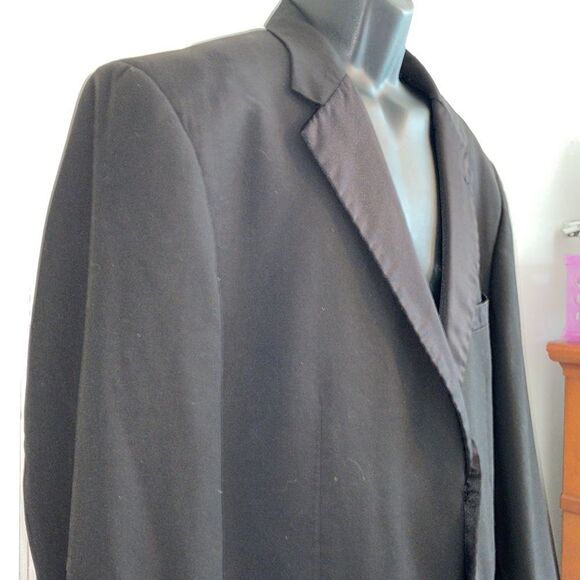 Fellini Uomo black polyester/rayon tuxedo suit - Picture 4 of 11